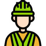 A person wearing a hard hat and reflective safety vest, representing a junk hauling franchise.